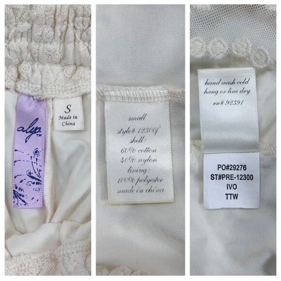 Francescas Alya cream crochet lace shorts ivory off white lined scallop hem - Picture 6 of 7